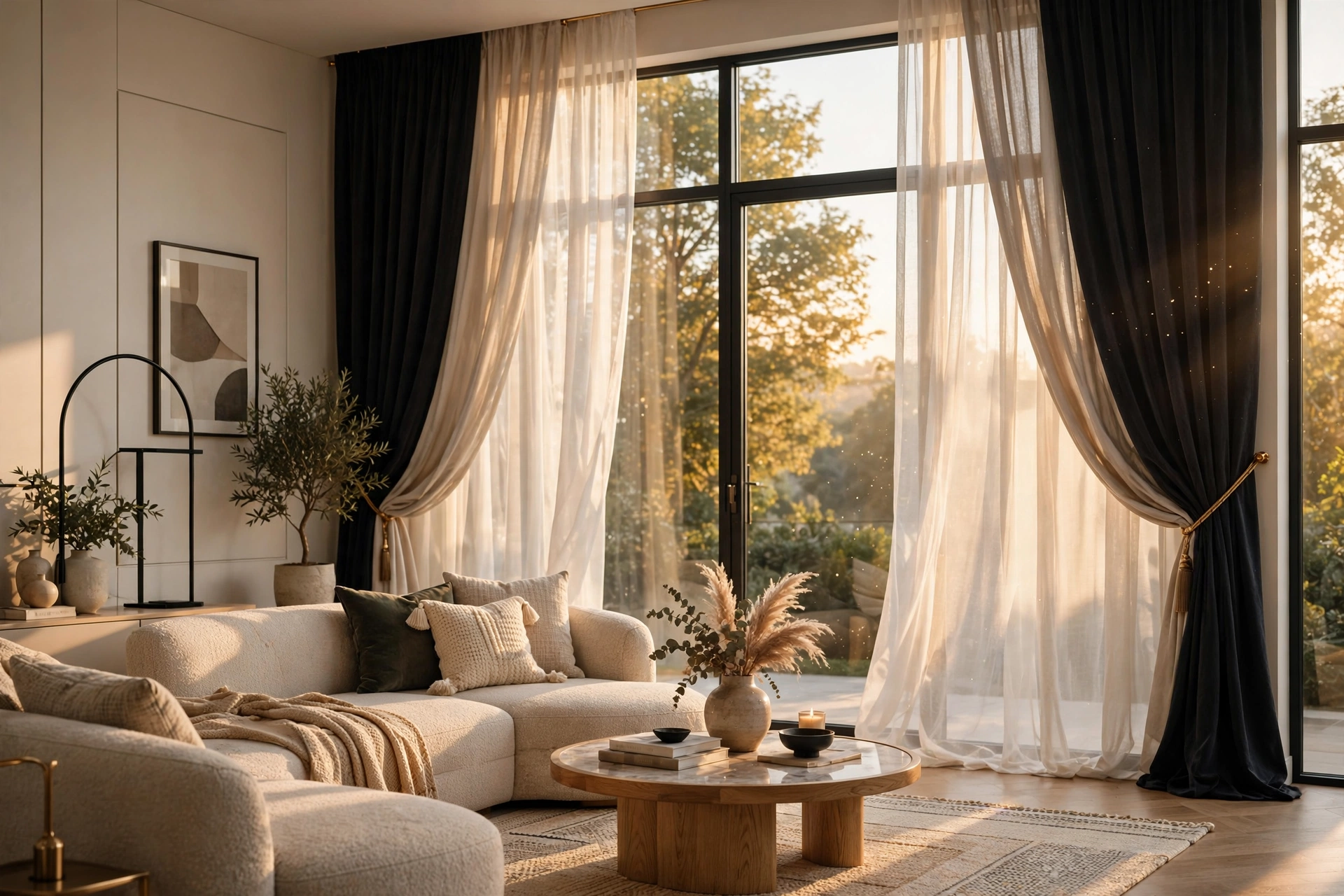 modern luxury blackout and sheer curtains for living room large windows