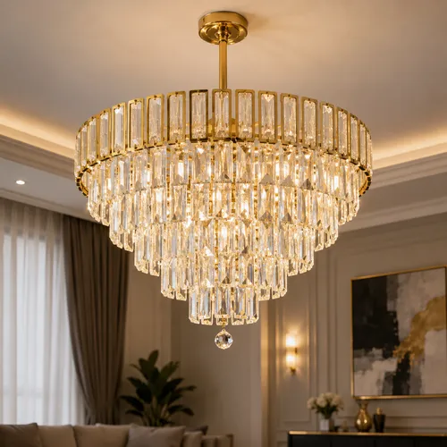 Modern_Crystal_Chandelier Modern Crystal Chandelier – Elegant Ceiling Light - Image 1