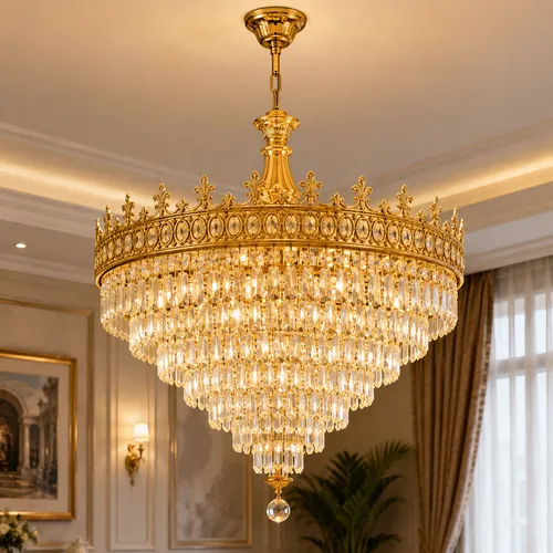 golden-royal-hanging-chandelier Golden Royal Hanging Chandelier - Image 1